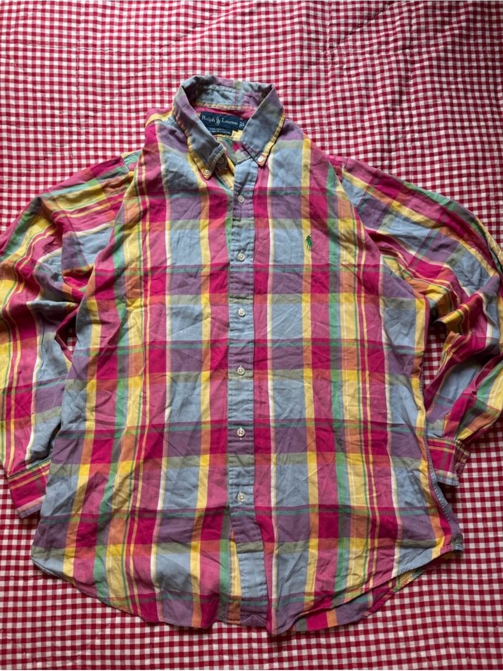 Ralph Lauren Multicolor Plaid Button-Down Shirt - Pink/Yellow/Blue/Green